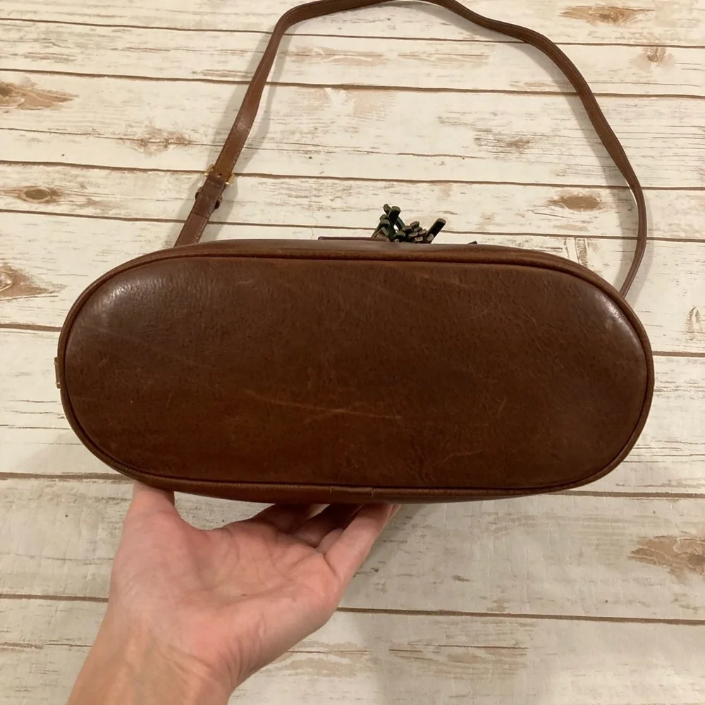 Dooney & Bourke Florentine Leather Large Dottie Crossbody Chestnut/Brown - Picture 8 of 16